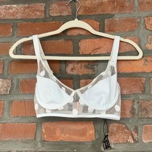 NWT For Love & Lemons White Clementine Dot Bra